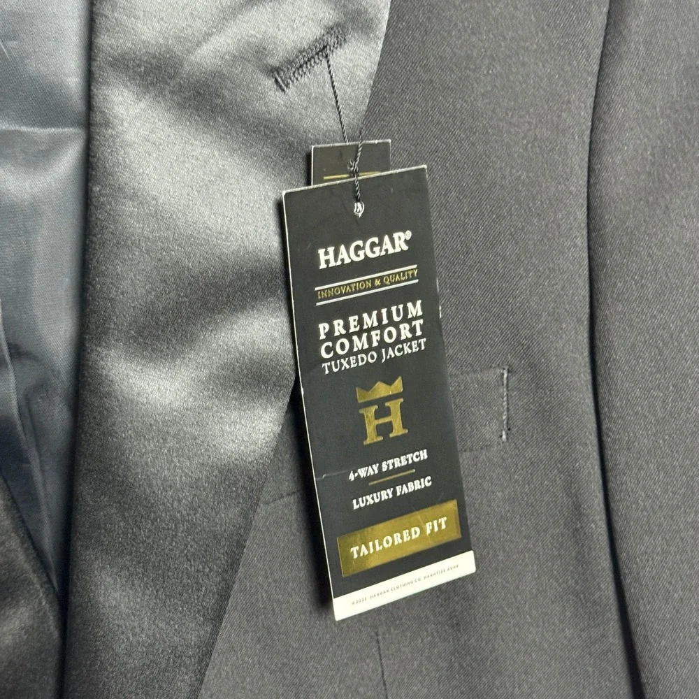 Haggar NEW Mens Premium Tuxedo Jacket 40 Regular Black Tailored Fit Event Formal